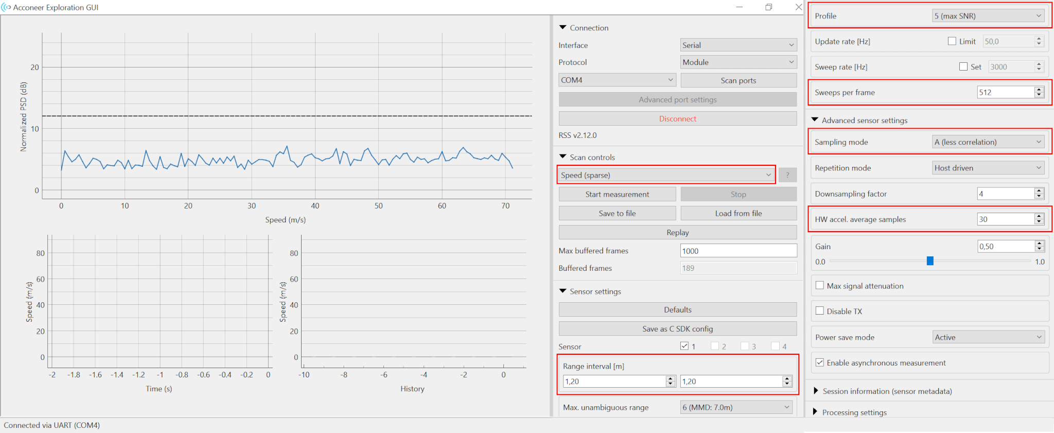 GUI for golf speed measurement
